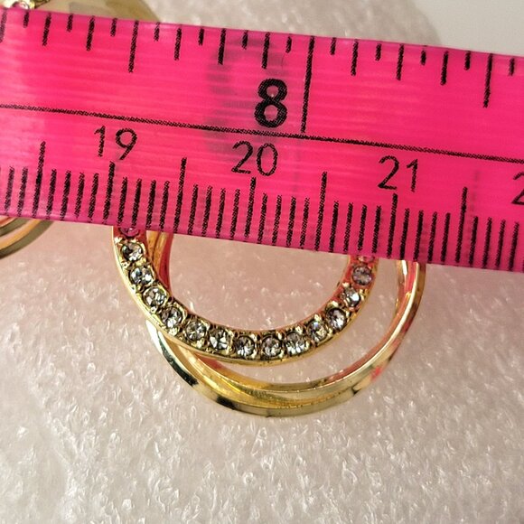 Gold Silver and Crystal Earrings - Picture 10 of 11